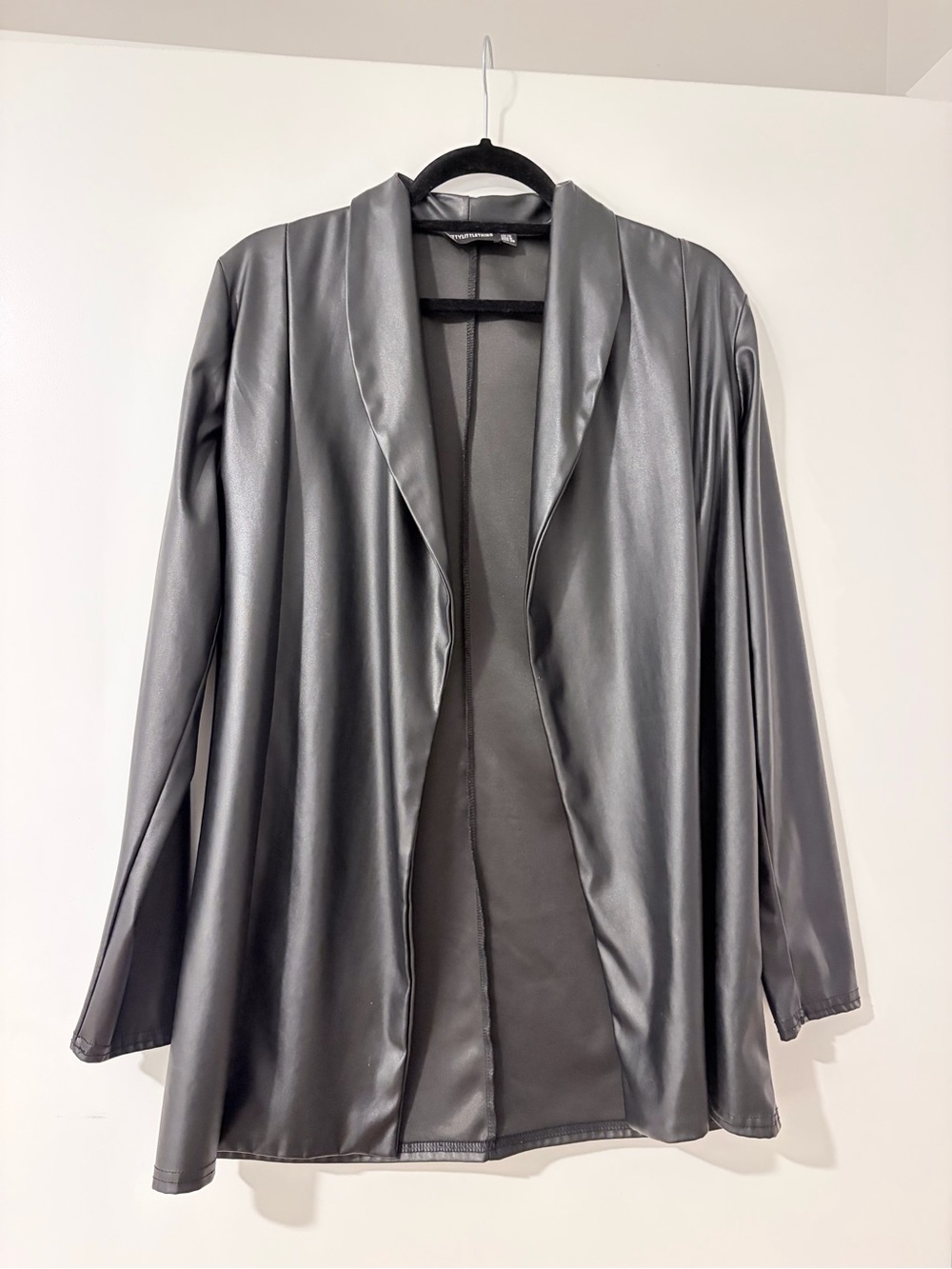 Faux Leather Blazer- Black